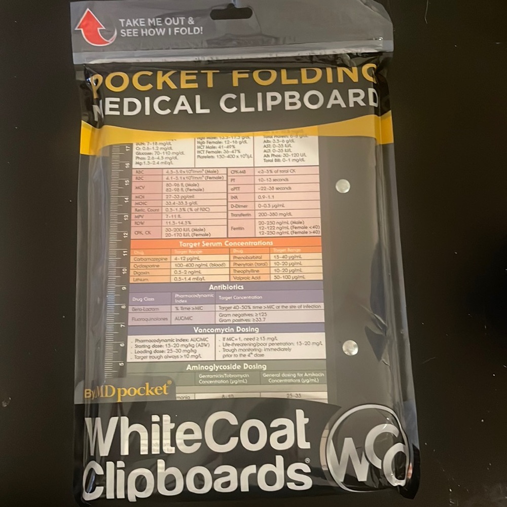 Brand New Pocket Folding WhiteCoat Clipboards Pharmacy Edition Black